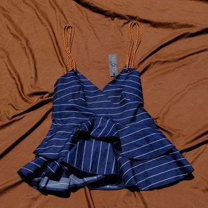 Brand New Gracia Blue and White Stripe Top